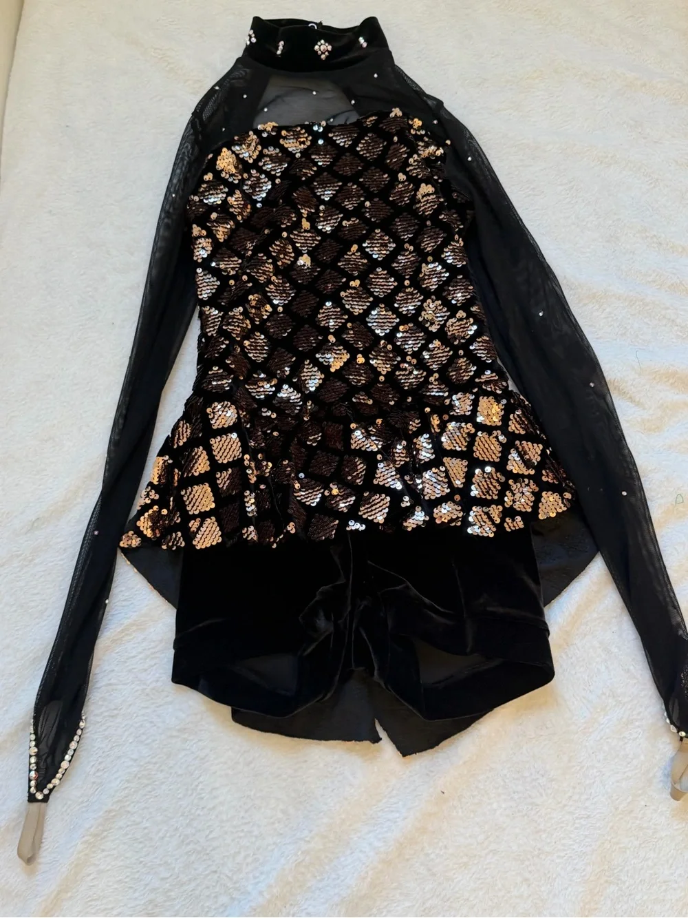 Black & Gold Costume Dress with Sequin - girls dance